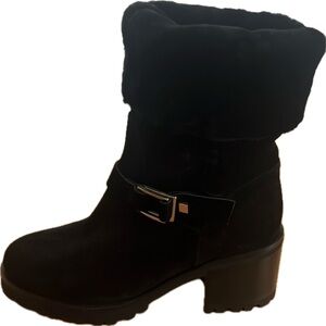 Live + ECH Black Suede fur Shearling Wool Boots size 36 like new